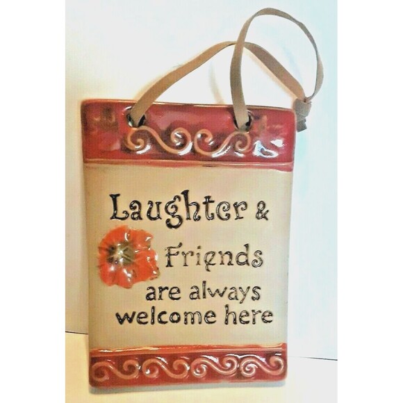 Celebrate Friendship Welcome Tile Laughter Cottage Boho French Country Floral - Picture 1 of 2